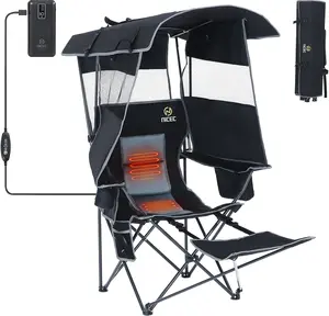 Nice C Chair with Canopy, Heated Camping Chair with Battery, Outdoor Sports Chairs with Shade, Heated Folding Umbrella Chairs, with Removable Footrest (1-Pack)