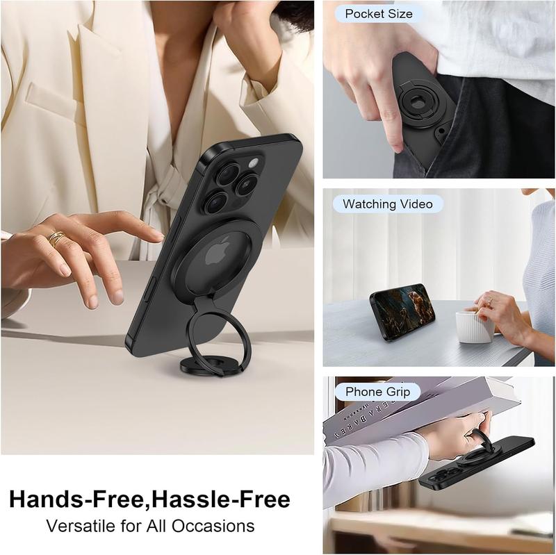 MagFlex Dual Magnetic Phone Stand, Smartphone Ring, Double-Sided Magnet, Smartphone Stand, Foldable Kickstand, MagSafe Compatible, Foldable, 360° Rotation, Easy to Put on and Take Off, Suitable for gyms, Compatible with iPhone 16, 15, 14, 13