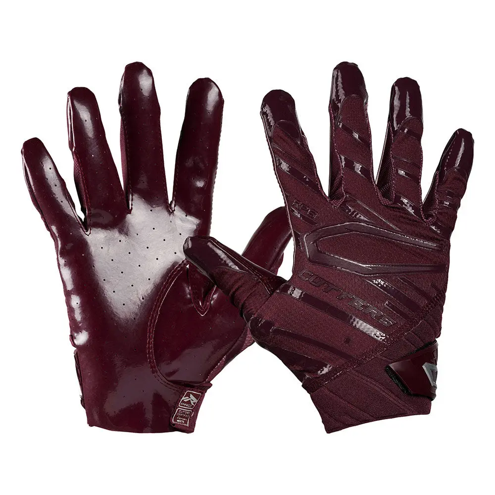 Cutters Rev Pro 6.0 Maroon Football Receiver Gloves - Durable Design for Enhanced Comfort & Performance with Air C-TACK Grip & Lightweight Construction