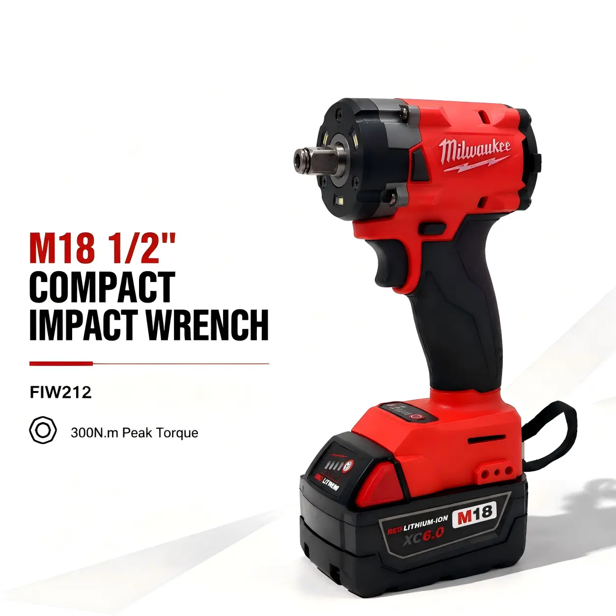 Milwaukee 1/2-inch impact wrench of torque 300N. m for heavy duty fastening in automotive and construction brushless cordless tool brushless impact wrench battery charger capacity high cordless impact grinder power tool machine mechanical work nm repair