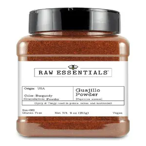 Raw Essentials Guajillo Chile Powder – Mild Heat & Tangy Flavor – Ground Mexican Chili for Pozole, Salsas, Enchiladas & Marinades – Non-GMO, Gluten-Free, Vegan – 9 oz Bottle