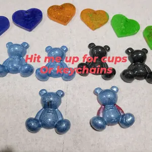 Epoxy bears and heart keychains