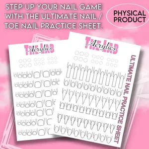 THE LAB ACRYLICS ACRYLIC NAIL PRACTICE SHEET, DOUBLE SIDED NAIL ARTIST PRACTICE SHEET, NAIL ART SHEETS