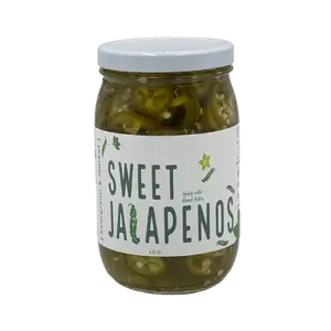 Sweet Jalapenos - 17 oz Glass Jar with Resealable Lid - Sweet Spicy & Balanced Flavor - Perfect for Charcuterie Boards & Salads