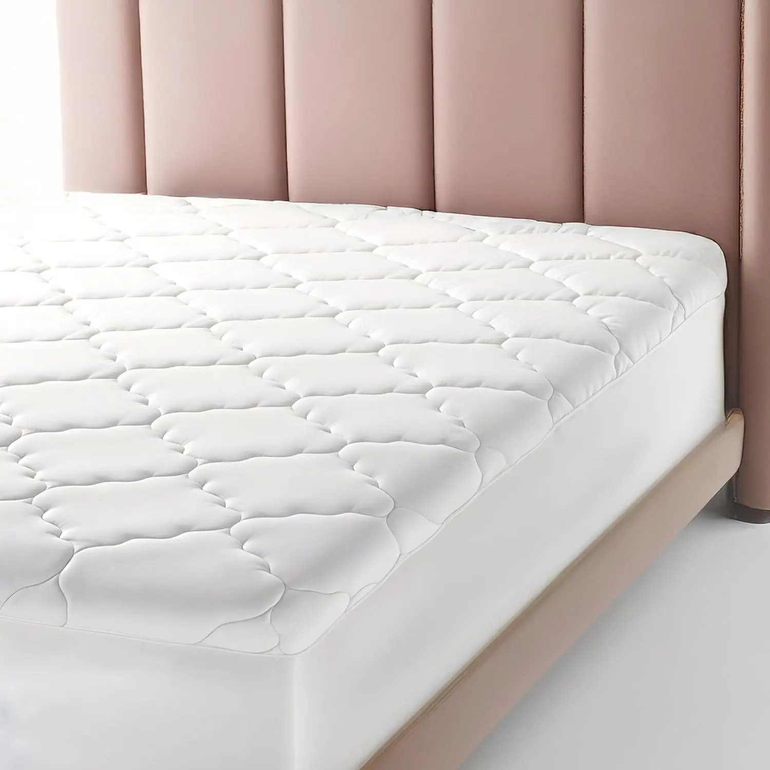 Micropuff Fitted Mattress Pad - Full XL Size (54" x 80") Mattress Pad - Soft and Comfortable Fitted Mattress Protector - Mattress Cover Stretches 12 to 15 Inches Deep - Easy to Wash