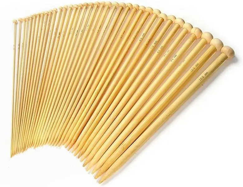 36 PCS Bamboo Knitting Needles Set (18 Sizes From 2.0mm to 10.0mm)