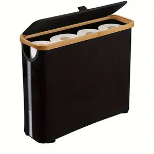 Bohemian Style Toilet Paper Holder - Modern Bathroom Storage Organizer, Hand Towel Caddy & Laundry Basket | Slim Freestanding Toilet Paper Storage Basket for Tissues & Accessories, Holds 12 Mega Rolls