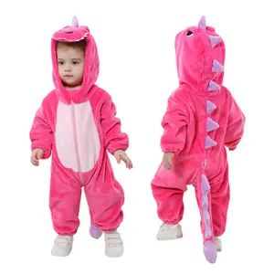 TONWHAR Rose Dinosaur Newborn Baby Clothes for Birthday, Kids Animal Onesie for Daily Wearing, Children Jumpsuit with Hood Tail Soft Fabric