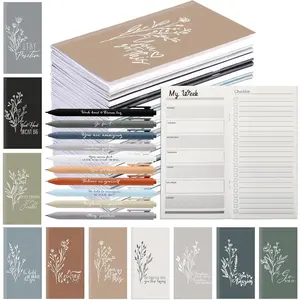 Employee Appreciation  2025-2026 Weekly Planner Notepad Bulk Planners Journal Motivational Ballpoint Pens  to School for Teachers Coworker Team(Floral Positive Words)