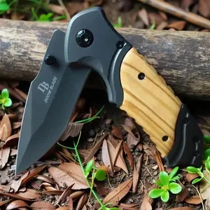 Men's Premium Pocket Knife Gift: Crafted with a Stainless Steel V-Grind Blade, Ergonomic Wooden Handle, and Pocket Clip for a Balance of Precision and Style in Outdoor Use.