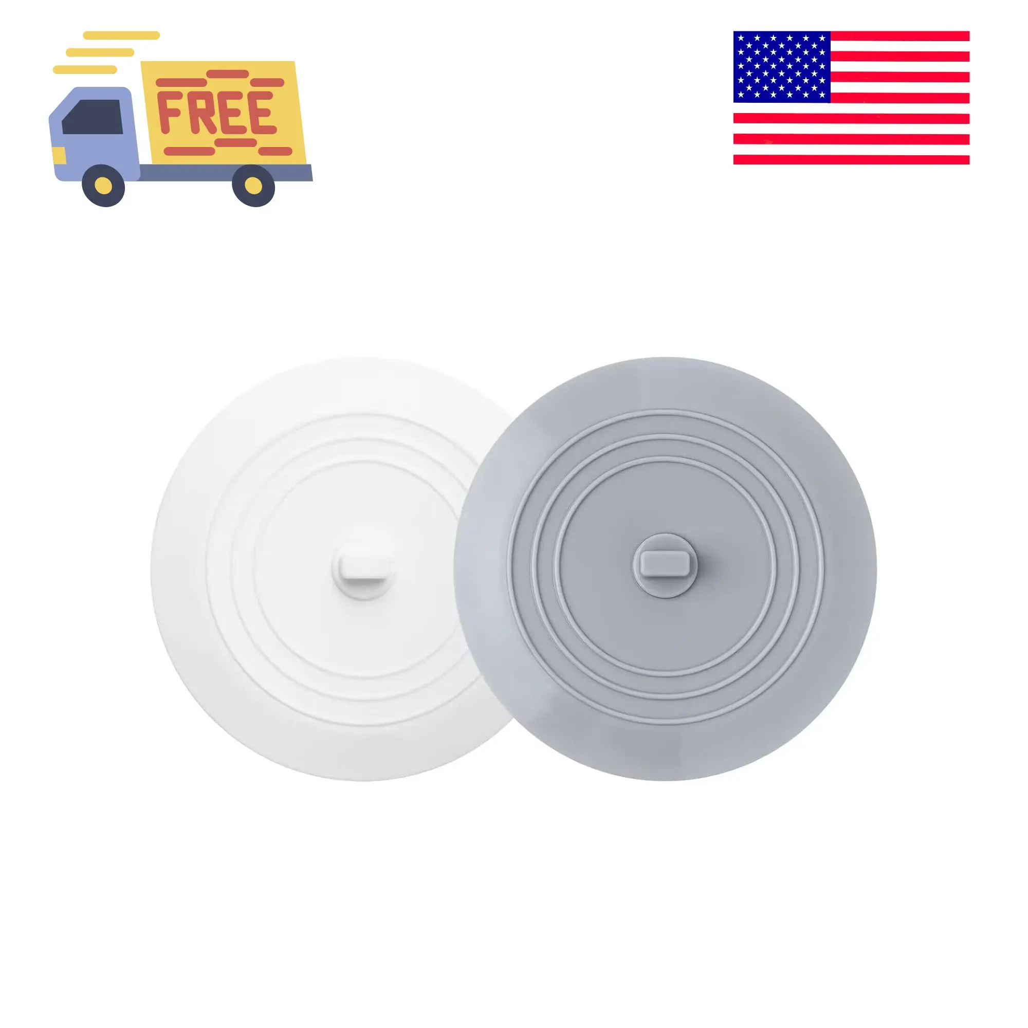 2PCS Bathtub Drain Stopper - 5" Silicone Kitchen Bathroom Hair Water Shower Stopper