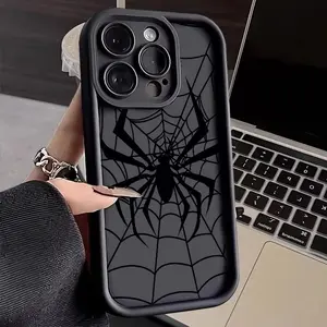 Black Spider Design Pattern Gift Idea iPhone Case for iPhone 17 Pro Max 16 16e 15 14 Plus 13 12 Mini 11 Air X XS Shockproof Soft Cover with Pattern and Full Protection