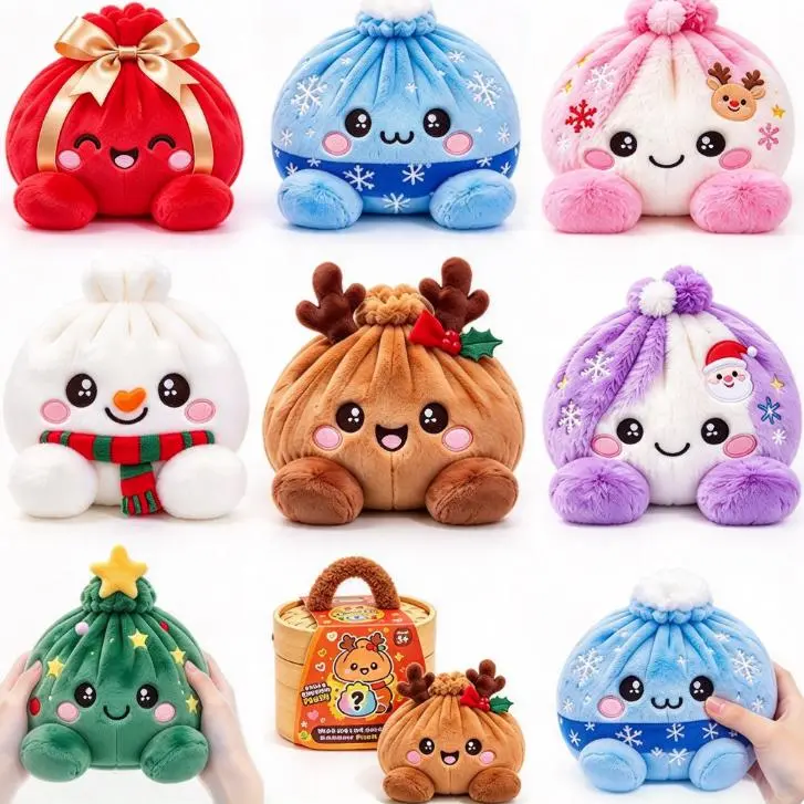 Cute Christmas Dumpling-Shaped Plush, Christmas Character Expression Plush Dumplings, Fun Selfie Accessories, Holiday Gifts for Friends & Family, Assorted Festive Designs, Selfie Accessory