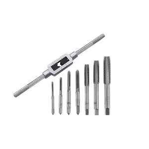 Thread Tapping Set with Taps and Wrenches, Complete 8-Piece Manual Tapping Tool Kit for Hand Use, High Precision Tapping Equipment