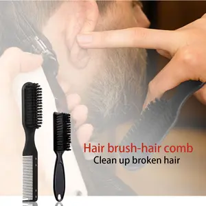 Cleaning Brush & Anti-Static Beard Brush, ABS Handle Professional Barber Brush for Detangling, Smoothing, Restores Shine, Beard Brush for Men, Beauty Products