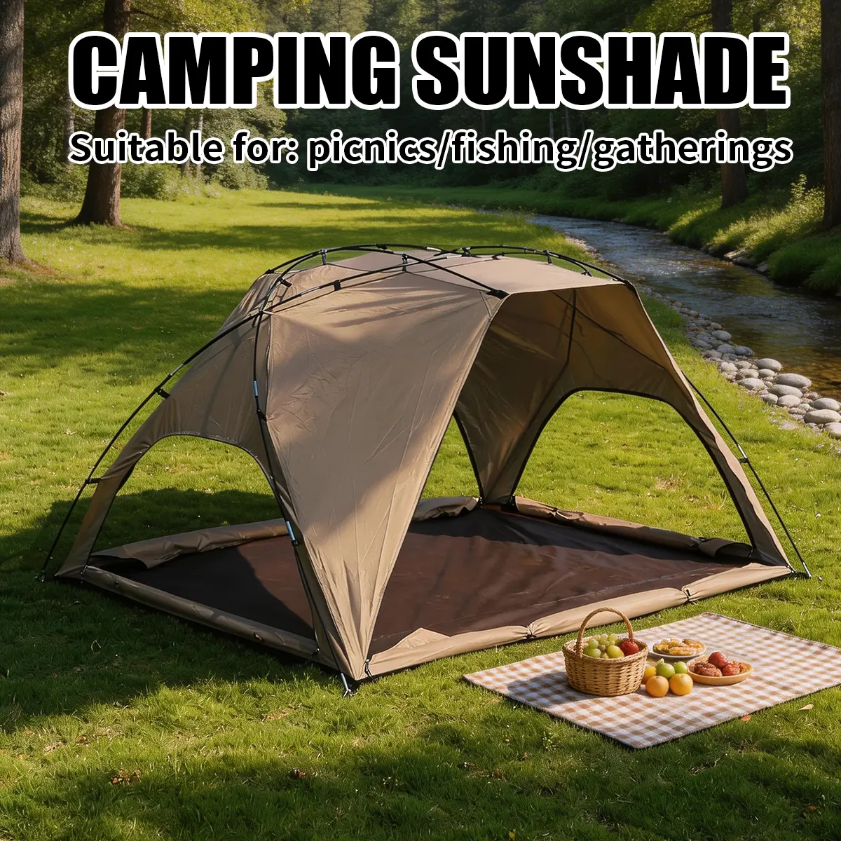 Outdoor Camping Awning, Camping Tent, Suitable for Family Gatherings, Picnics, Fishing, Park Camping, Beach Vacations, Zipper Closure, Perfect Holiday Gift