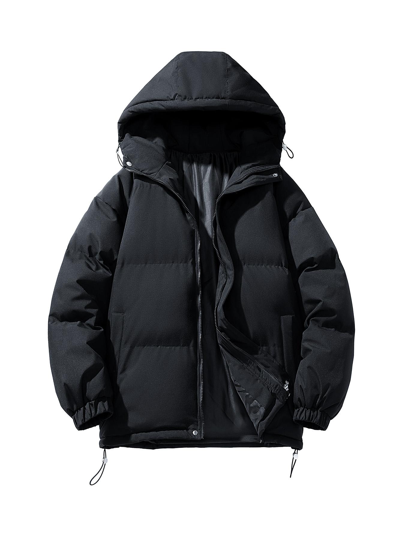 CCCMAI Men's winter warm cotton jacket Thick Winter Jacket, Autumn/Winter Outerwear,  Black Casual Outdoor Jacket, Suitable for Work, Travel, and Daily Use