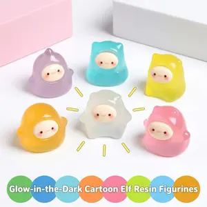 Cute yellow handmade decoration mini elf ghost night light cute granule desktop car ornament resin crafts