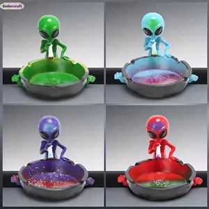 Modern Resin Alien Incense Burner Statue, Fantasy Space Creature Ashtray, Aesthetic Home Decor for Living Room Bedroom Office Desk, Unique Gothic Witchy Room Accent, Cool Sci-Fi Themed Ornament for Party Halloween Christmas, Versatile All-Room Decoration