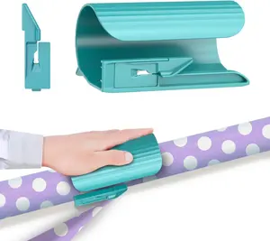 Christmas Wrapping Paper Cutter & Slider Tool for Easy Gift Wrapping | 2 Replacement Blades Included – Ideal for Holidays, Birthdays, and Crafts (Blue)