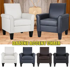 Modern Accent Chairs PU Leather Armchair Upholstered Comfortable Club Single Sofa Chair for Living Room Bedroom Office Waiting Room