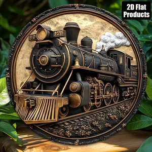 Vintage Steam Train Locomotive Aluminum Wall Art, Geometric Pattern, Artwork for Walls, Ideal for Home, Office, Party Decor, Brand