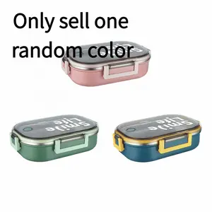 1pc Airtight Stainless Steel Rectangular Lunch Box | 4-Side Lock with Vent Hole | High-Appearance Large-Capacity Round-Edge Meal Container for Daily Use