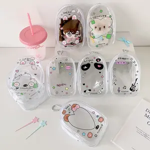 Transparent Doll Storage Bag, PVC Display Backpack for Girls, Trendy Cartoon Decoration Bag, Fashionable Hanging Accessory, Portable Organizer, Cosmetic Storage Bag, Storage Pouch