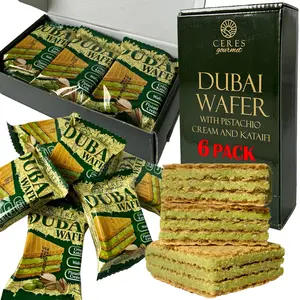 Dubai Chocolate Pistachio Wafer, 6 Pcs Crispy Knafeh Wafer in Individually Pack