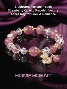 Low Allergy Elastic Strawberry Quartz Bracelet, Perfect Gift for Family and Friends, Valentine's Day Lucky Jewelry, Lucky Charm, Elastic Fit