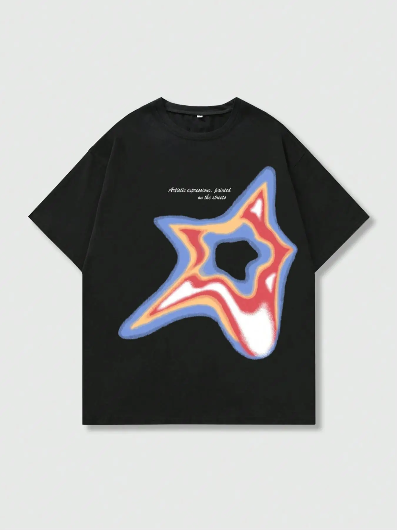 Men's Star & Letter Print Round Neck Tee, Regular Fit Casual Short Sleeve Crew Neck T-shirt for Summer, Fashion Men's Top for Daily Wear