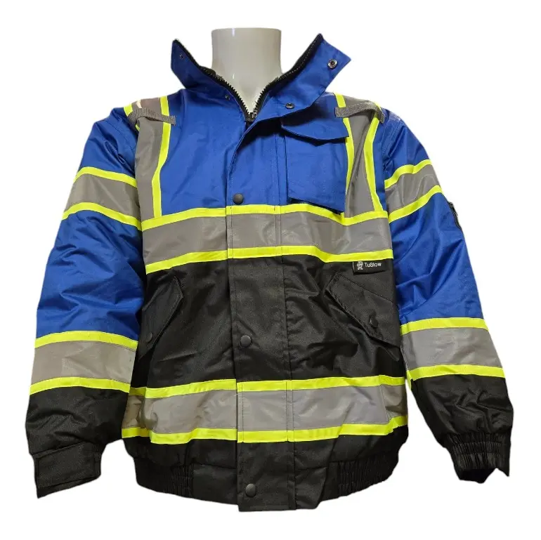 Men's Sherpa-Lined Bomber Jacket - Royal Blue Hi-Viz Waterproof Outdoor Coat with Detachable Hood, All-Weather Lightweight Casual Fitted Jacket, All-Weather Men's Lightweight Jackets