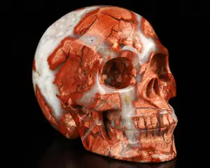 Skullis Crystal Skull, 2.0" Red Brecciated Jasper Hand Carved Crystal Skull, Realistic, Crystal Healing