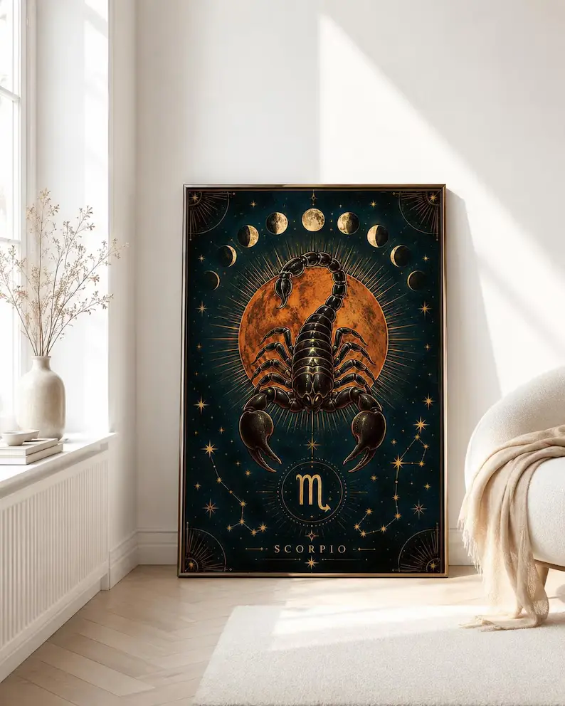 #1 Poster   Scorpio Wall Art Print, Zodiac , Scorpion Astrology Decor, 24x36 Un (unframed) sohochic