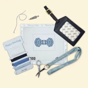 Happy Stitching - Scallops in the Sky Needlepoint Luggage Tag Kit - Coastal Craft Kit - Summer Craft For Women