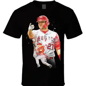 Mike Trout #27 Los Angeles Angels T-Shirt, Comfort Color Baseball Superstar Graphic Tee, Player Fan Shirt, Sports Streetwear Apparel for Men Women Fans