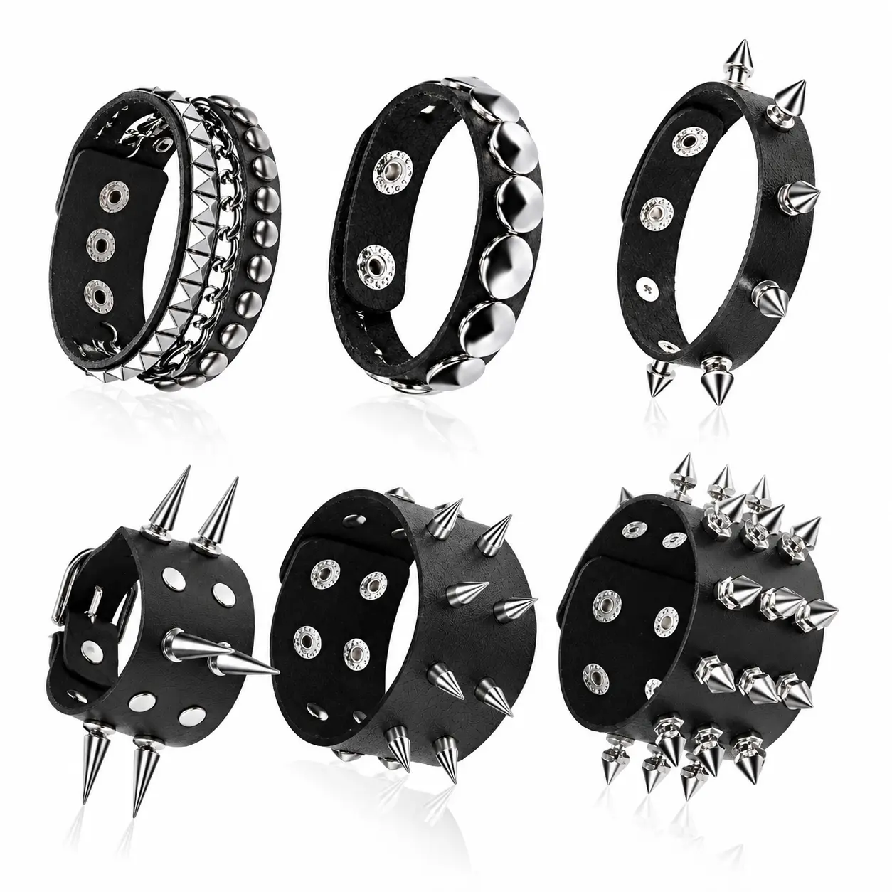 Punk Gothic Rivet PU Leather Wristband Vintage Black Rock Bracelets Matching Couple Bracelet Emo Goth Biker Alternative Jewelry