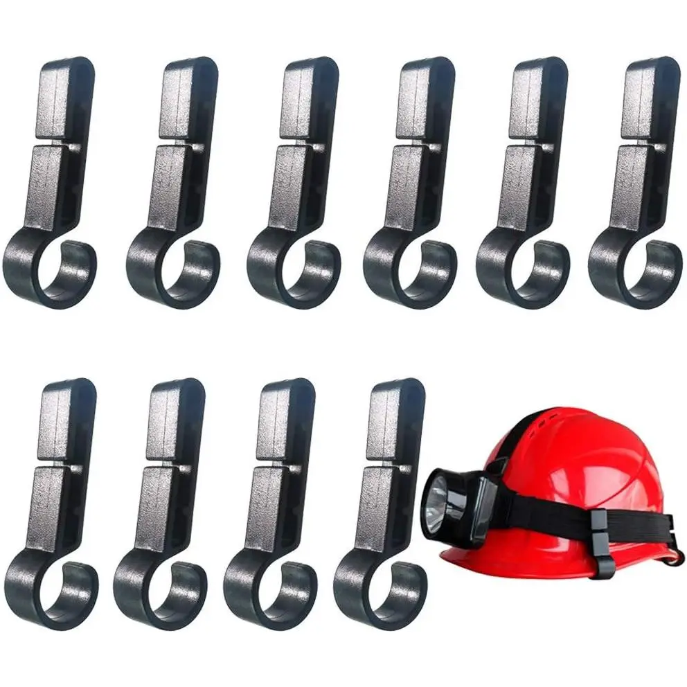 10pcs Hard Hat Helmet Clips Bulk Pack - 1.8in Stable Hooks, 0.1oz Lightweight, Fits Narrow-Edged Helmet Grooves for Easy Lighting Mounting (Tools & Hardware Hand Tools Accessory)