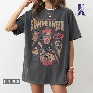 Vintage Halloween 90s Comfort Color Shirt, Summer Halloween Tee, Horror Movie Shirt, Horror Character, Funny Halloween Shirt, Horror Summer Cotton Fabric