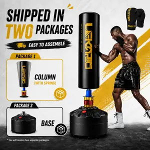 LEKÄRO Punching Bag with Stand, Freestanding Heavy Boxing Bag with Gloves, Stable Base, Fast Rebound for Home Gym Training | Ships in 2 Packages