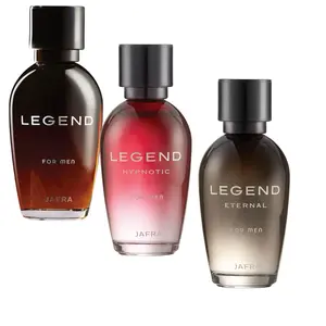 Jafra 3 different Legend for men 3.3 fl oz each ,glass bottle and box
