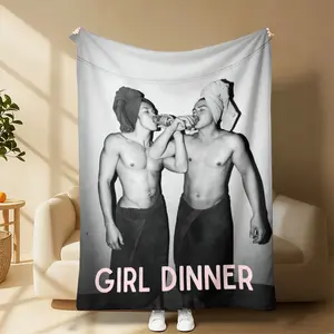 Viral "Girl Dinner" Throw Blanket – Ultra-Soft Plush for Meme Lovers & Gay Vibes! Viral Trend Blanket – A Hilarious Present for Anyone Obsessed with Girl Dinner Eye-Catching Design to Add Humor to Any Space!
