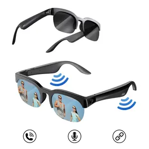 Wearable Multifunctional Bluetooth Smart Glasses,High-Resolution Audio, Ideal for Office Outdoor Use, UV Protection，Square Sunglasses for Men and Women, Wireless Smart Glasses