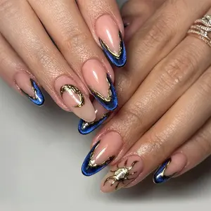 French Cat Eye Press-on Nails | Glitter Design | Nude & Reusable