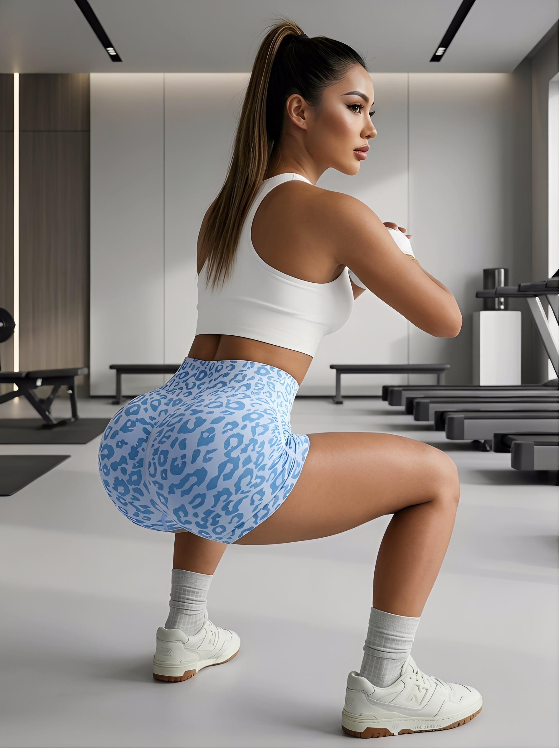 TCVC Sporty Women's Leopard Print High Waist Gym Shorts, Breathable Comfy Stretch Short Leggings for Yoga, Workout, Running, Casual Sportswear for Spring Summer Womenswear
