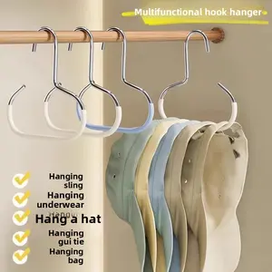 4/8pcs Durable Stainless Steel Hat Hanger, 1 Hanger Can Hang 8 Hats, Home Multifunctional Hanging Hat Display Rack, No Trace, No Hook Needed, Multifunctional Organizer For Hats, Belts, Ties, Scarves & Underwear, Dorm & Home Storage Solution