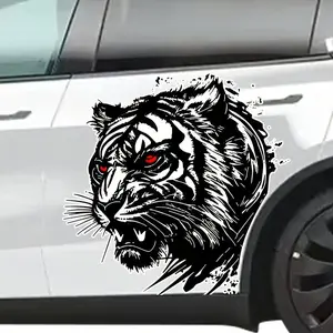 Tiger Head Pattern Car Sticker, 1 Pair Cool Car Vinyl Sticker, Car Bumper Sticker, Car Exterior Decoration Accessories for Car, Motorcycle, Car Truck Decal