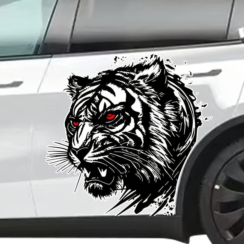 Tiger Head Pattern Car Sticker, 1 Pair Cool Car Vinyl Sticker, Car Bumper Sticker, Car Exterior Decoration Accessories for Car, Motorcycle, Car Truck Decal