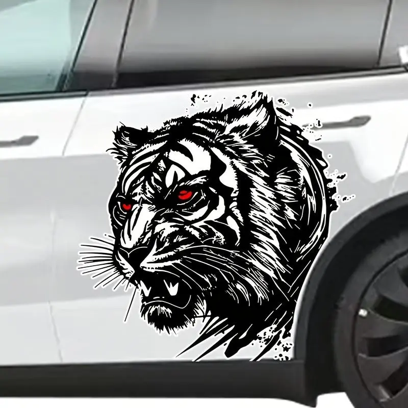 Tiger Head Pattern Car Sticker, 1 Pair Cool Car Vinyl Sticker, Car Bumper Sticker, Car Exterior Decoration Accessories for Car, Motorcycle, Car Truck Decal
