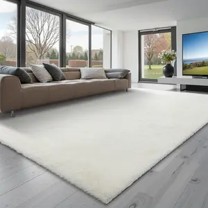 【Summervibes】VEVOR Indoor Plush Area Rugs, 8 x 10 ft Soft Plush Carpet, Furry Shag Area Rugs for Living Room, Bedroom, Sunroom, Modern Home Decor Aesthetic, Non-Shedding, Non-Woven, Slip-Resistant, Ivory White